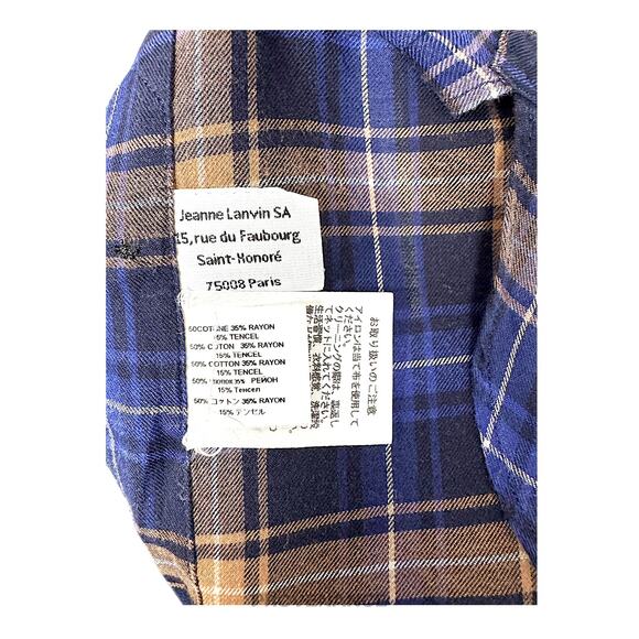 🔴 Lanvin Patchwork Flannel Shirt - Multicolor Plaid 37 14.5 - Picture 9 of 9
